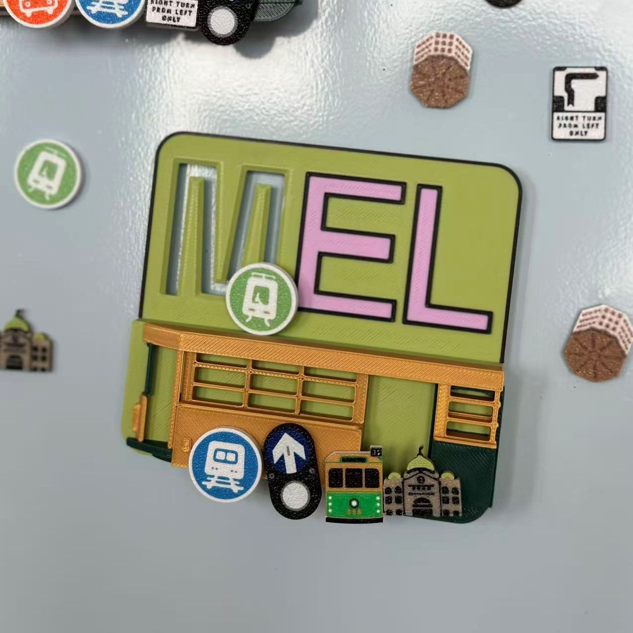 Slidable Melbourn Theme Fridge Magnet | 3D Printed