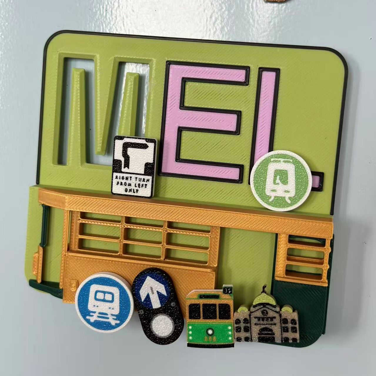 Slidable Melbourn Theme Fridge Magnet | 3D Printed
