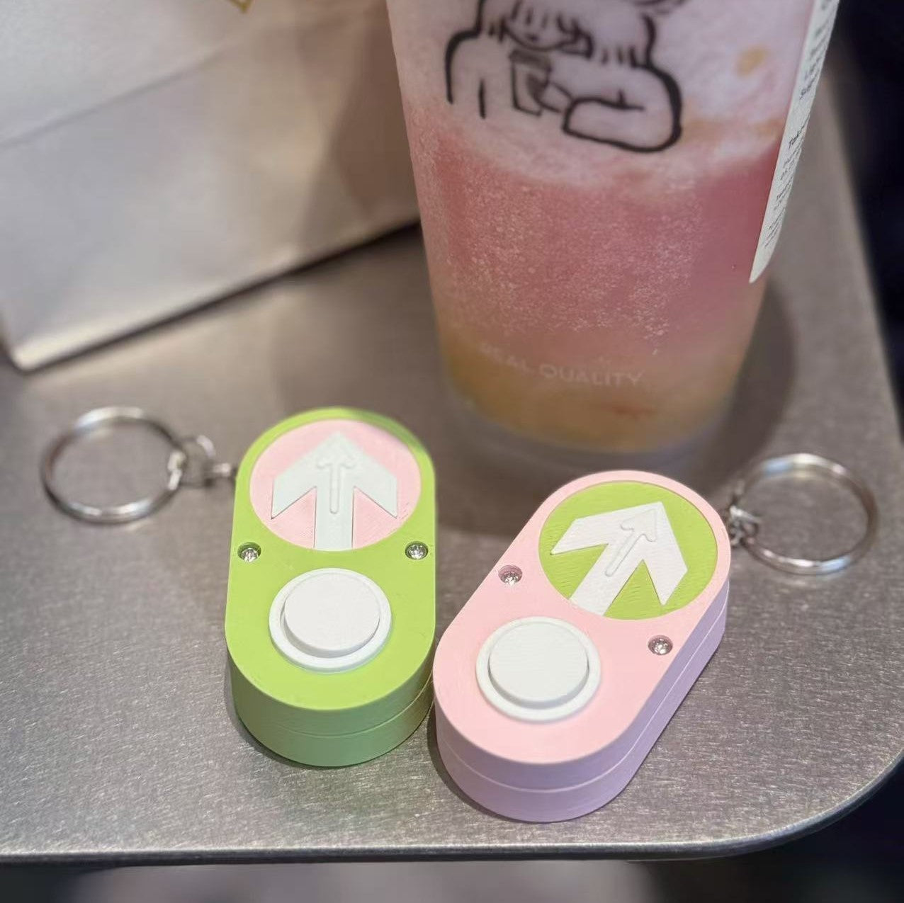 Pedestrian Button Strawberry Matcha Edition | 3D Printed