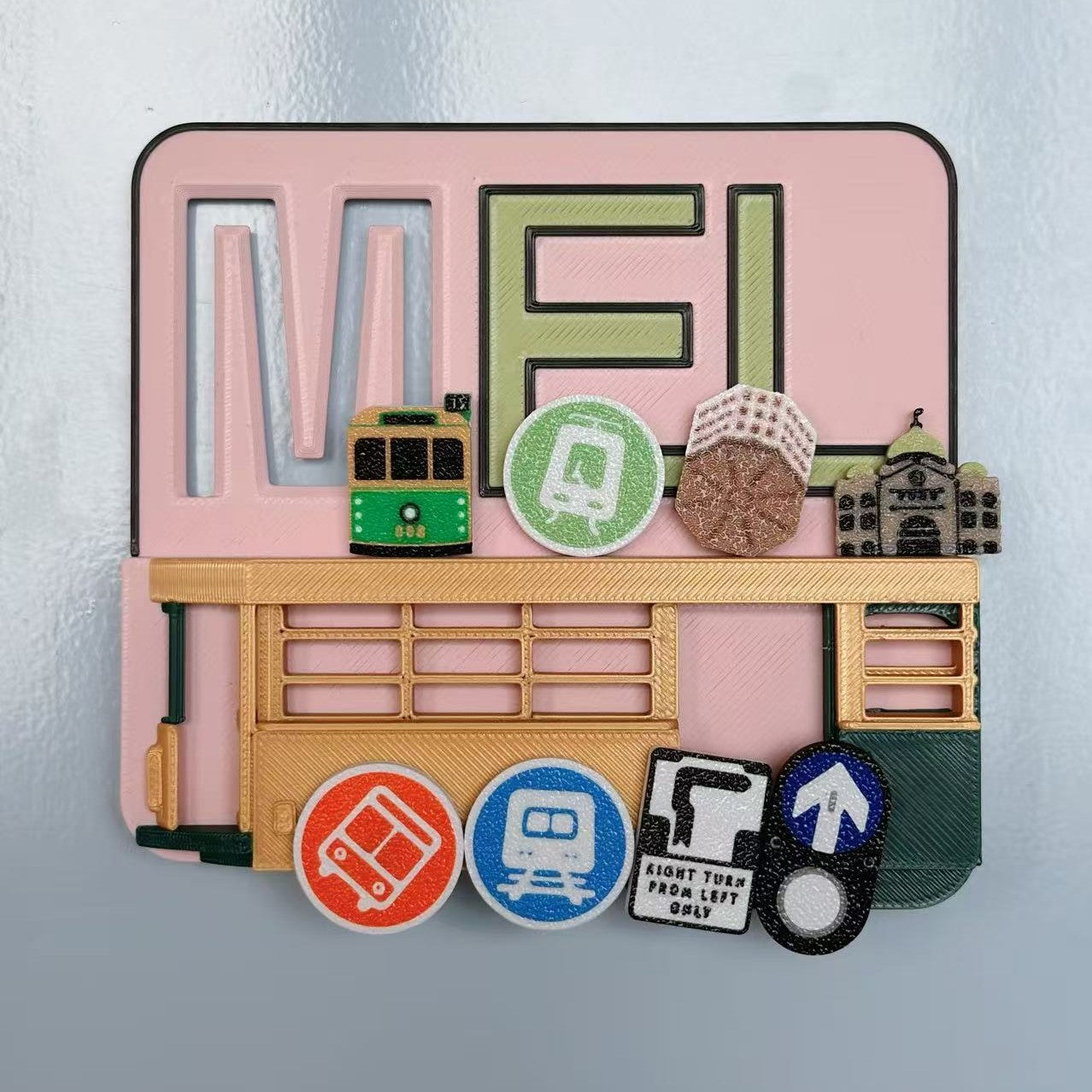 Slidable Melbourn Theme Fridge Magnet | 3D Printed
