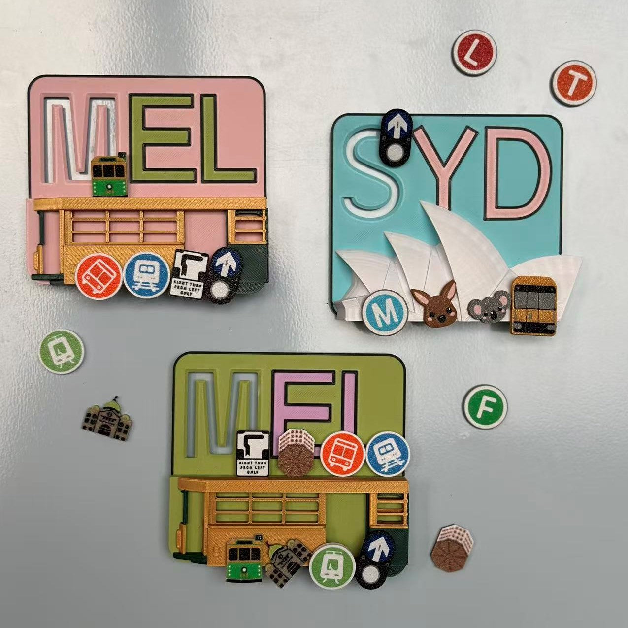 Slidable Melbourn Theme Fridge Magnet | 3D Printed