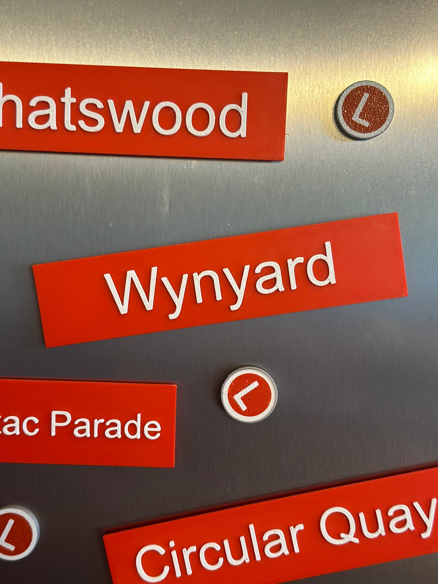 Sydney Light Rail Station Sign Fridge Magnets | 3D Printed