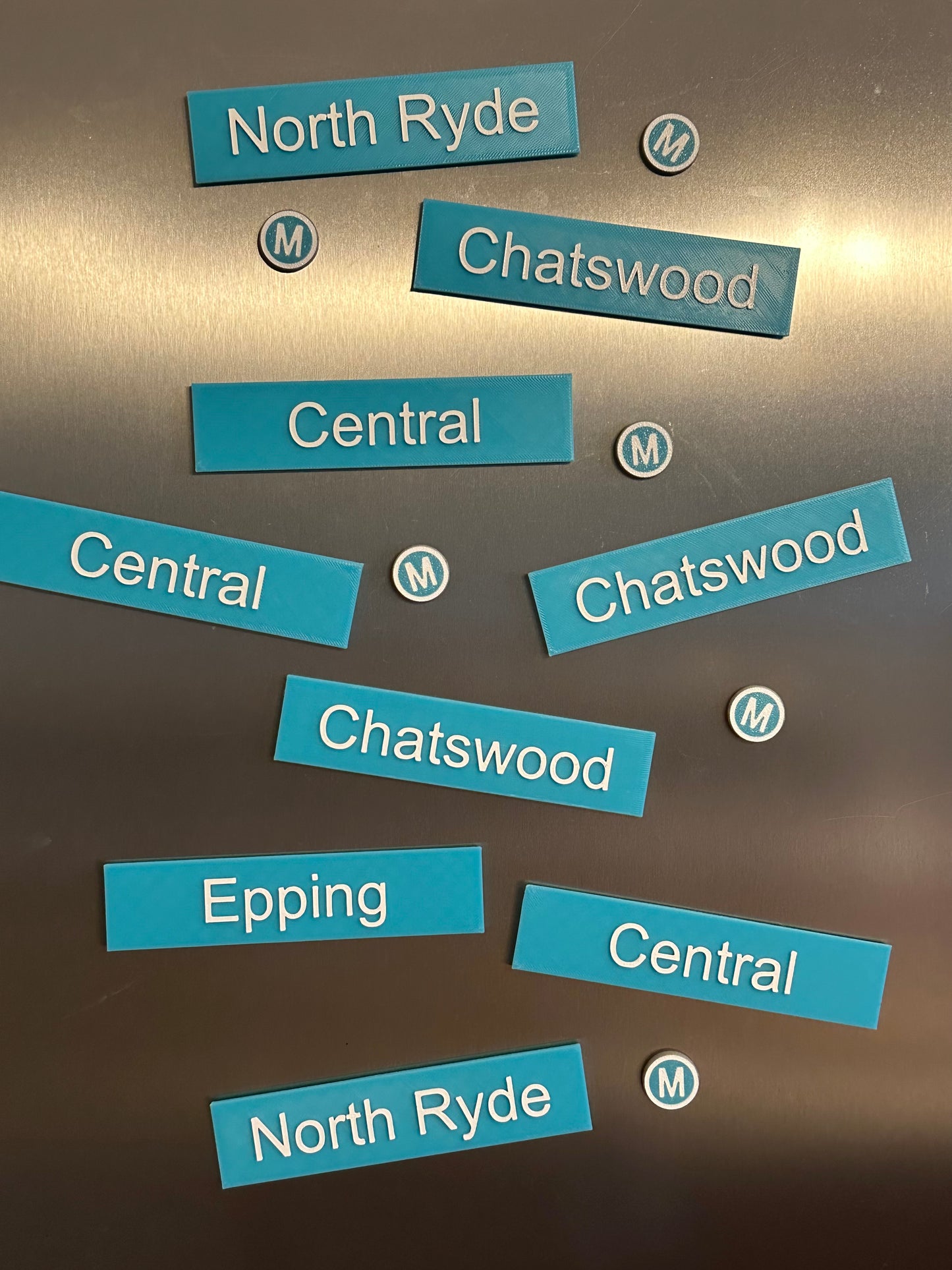 Sydney Metro Station Sign Fridge Magnets | 3D Printed