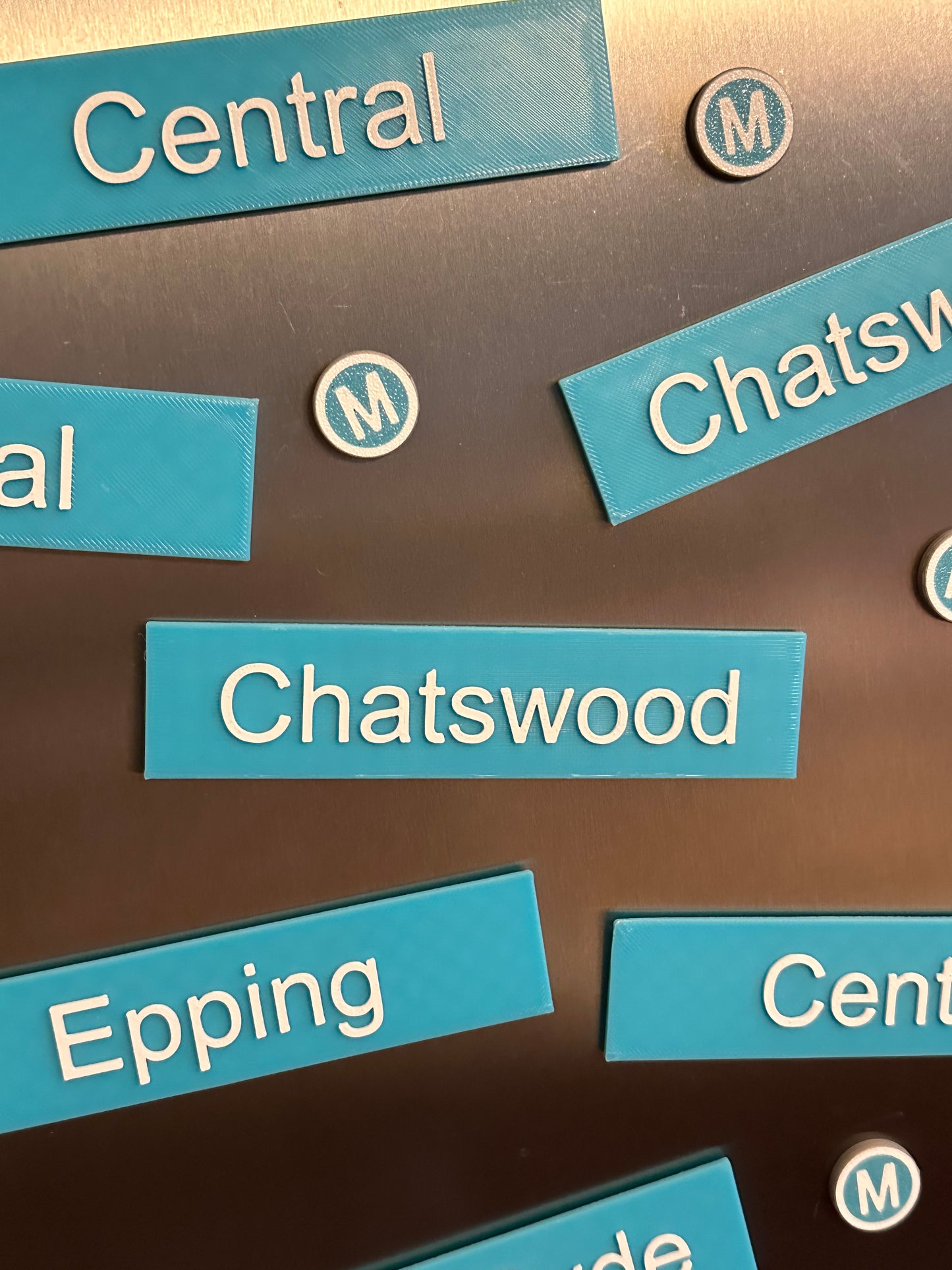 Sydney Metro Station Sign Fridge Magnets | 3D Printed