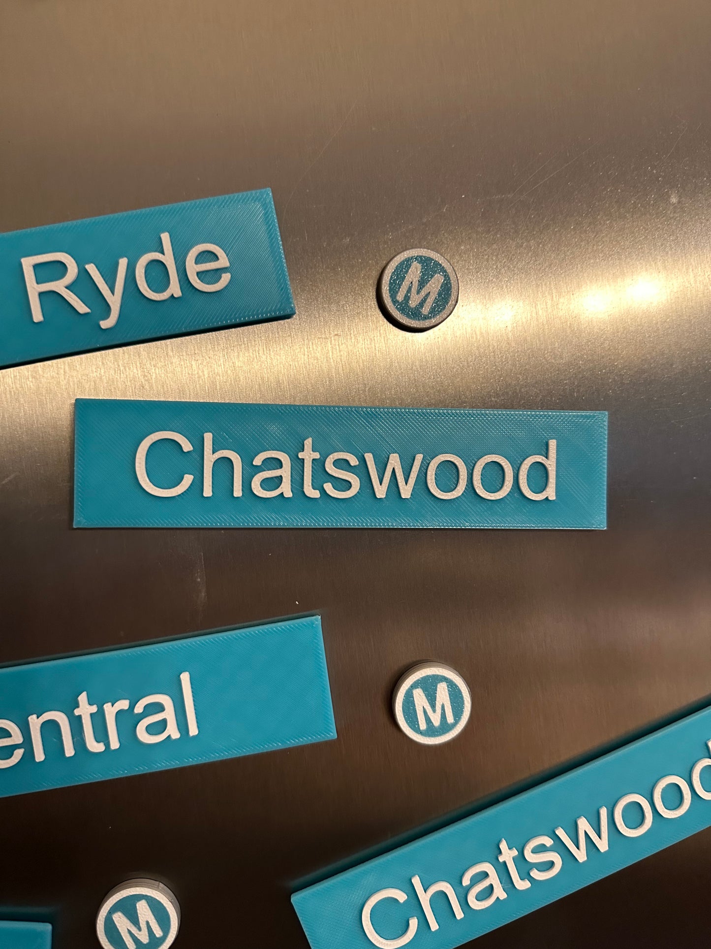Sydney Metro Station Sign Fridge Magnets | 3D Printed
