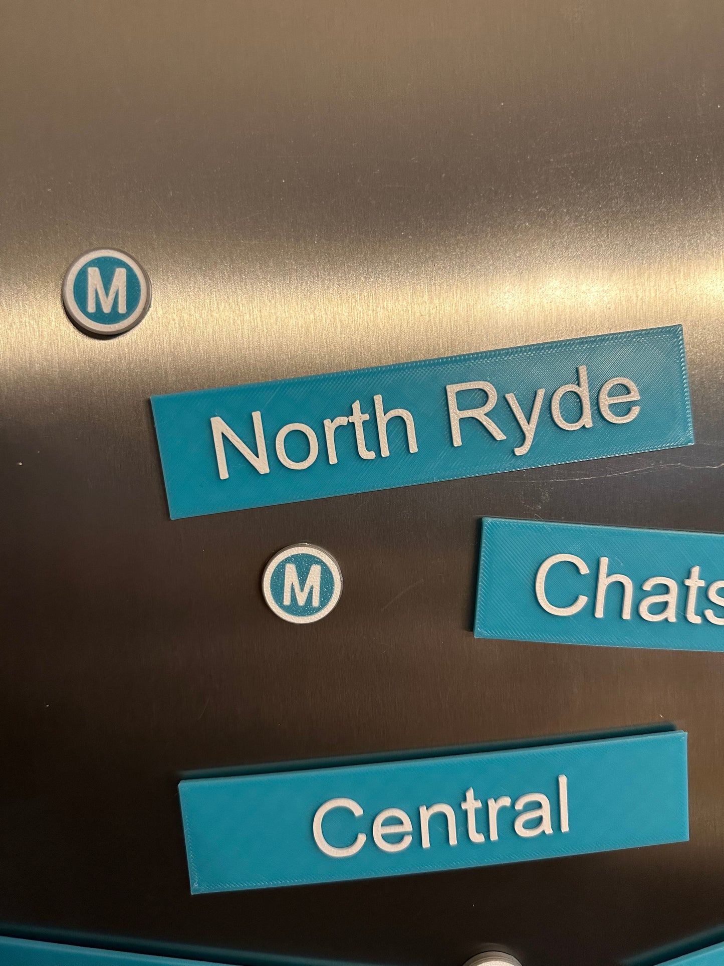 Sydney Metro Station Sign Fridge Magnets | 3D Printed