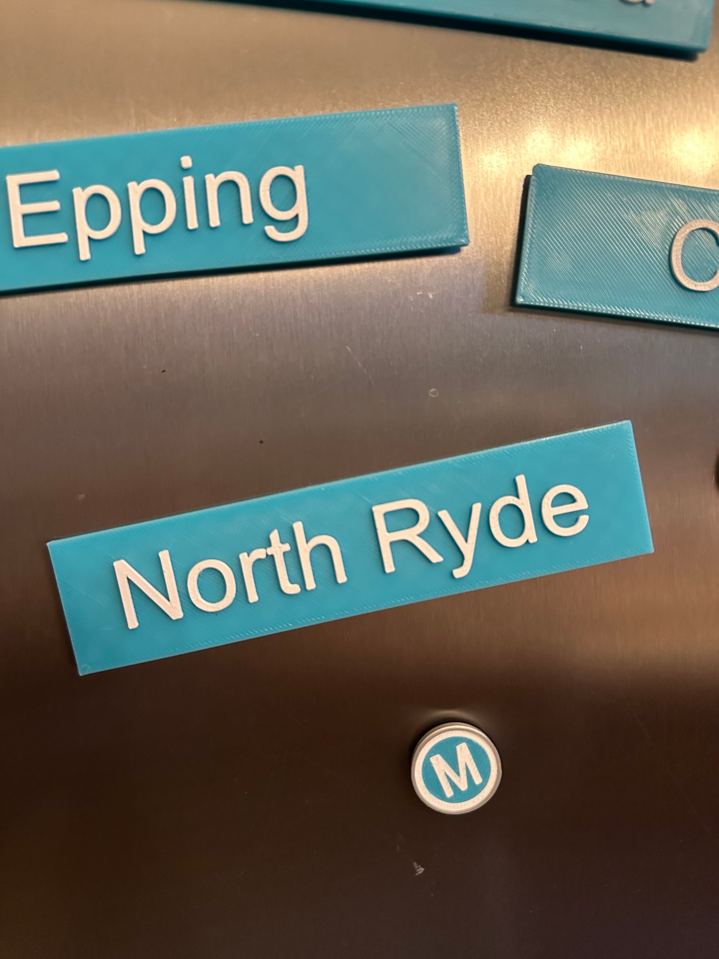 Sydney Metro Station Sign Fridge Magnets | 3D Printed