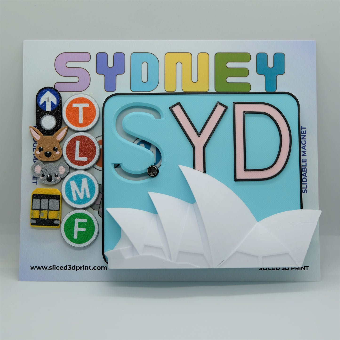 Slidable Sydney Theme Fridge Magnet | 3D Printed