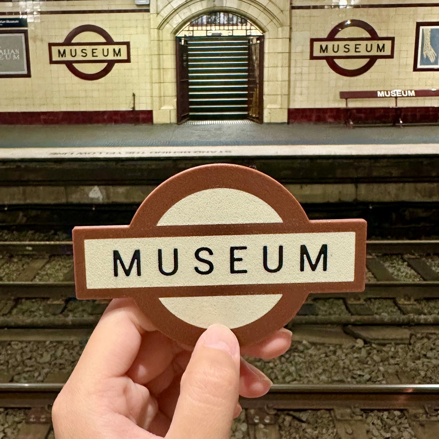 Museum Station Sign Fridge Magnet | 3D Printed Vintage Underground Style