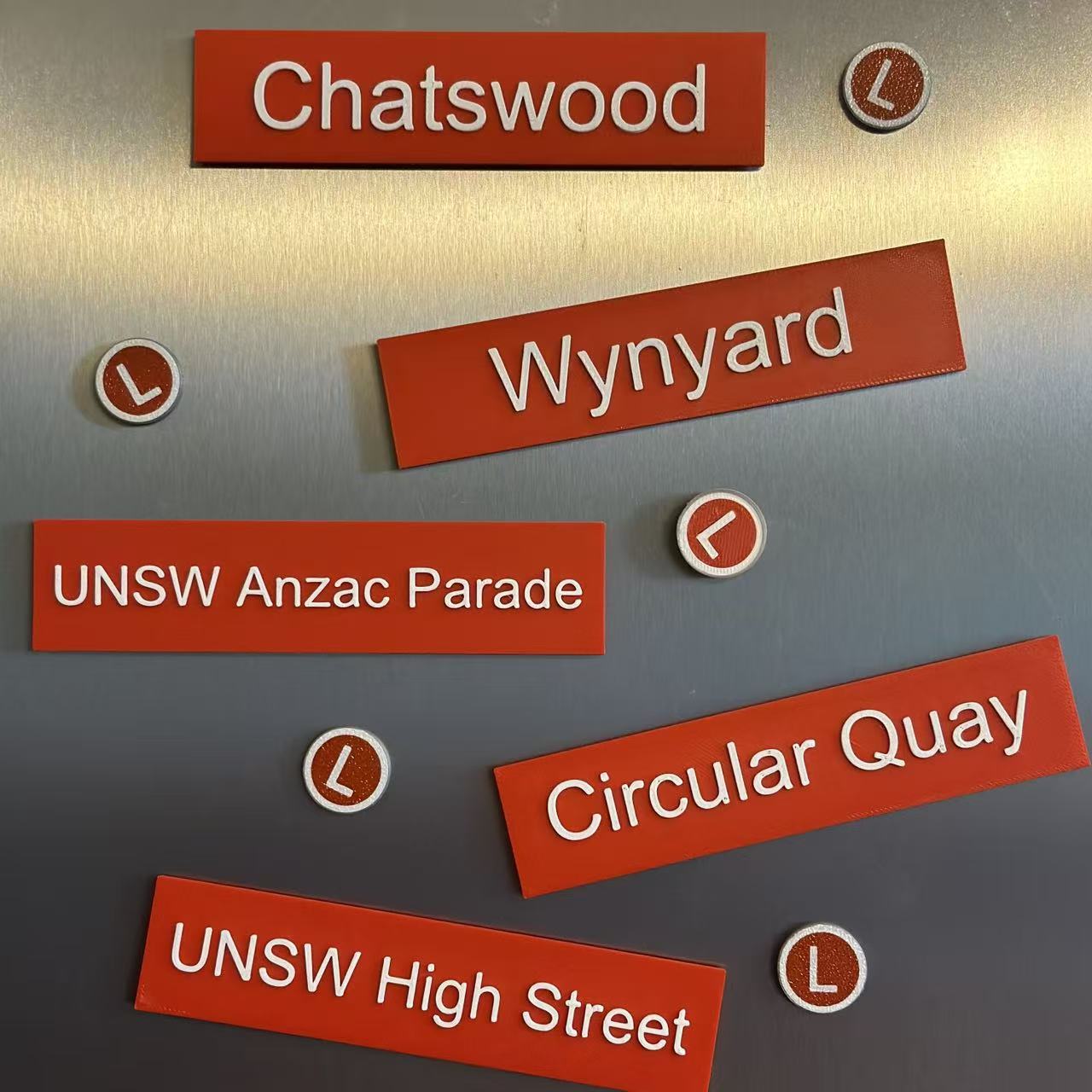 Sydney Light Rail Station Sign Fridge Magnets | 3D Printed