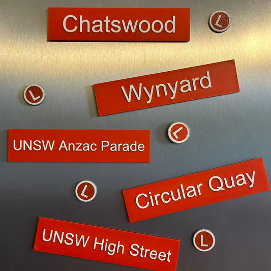 Sydney Light Rail Station Sign Fridge Magnets | 3D Printed