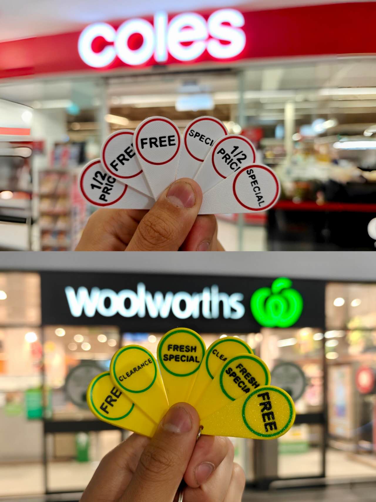 Shopping Trolley Token Keychain – Reusable Coin Replacement with Woolworths &amp; Coles Deal Tags